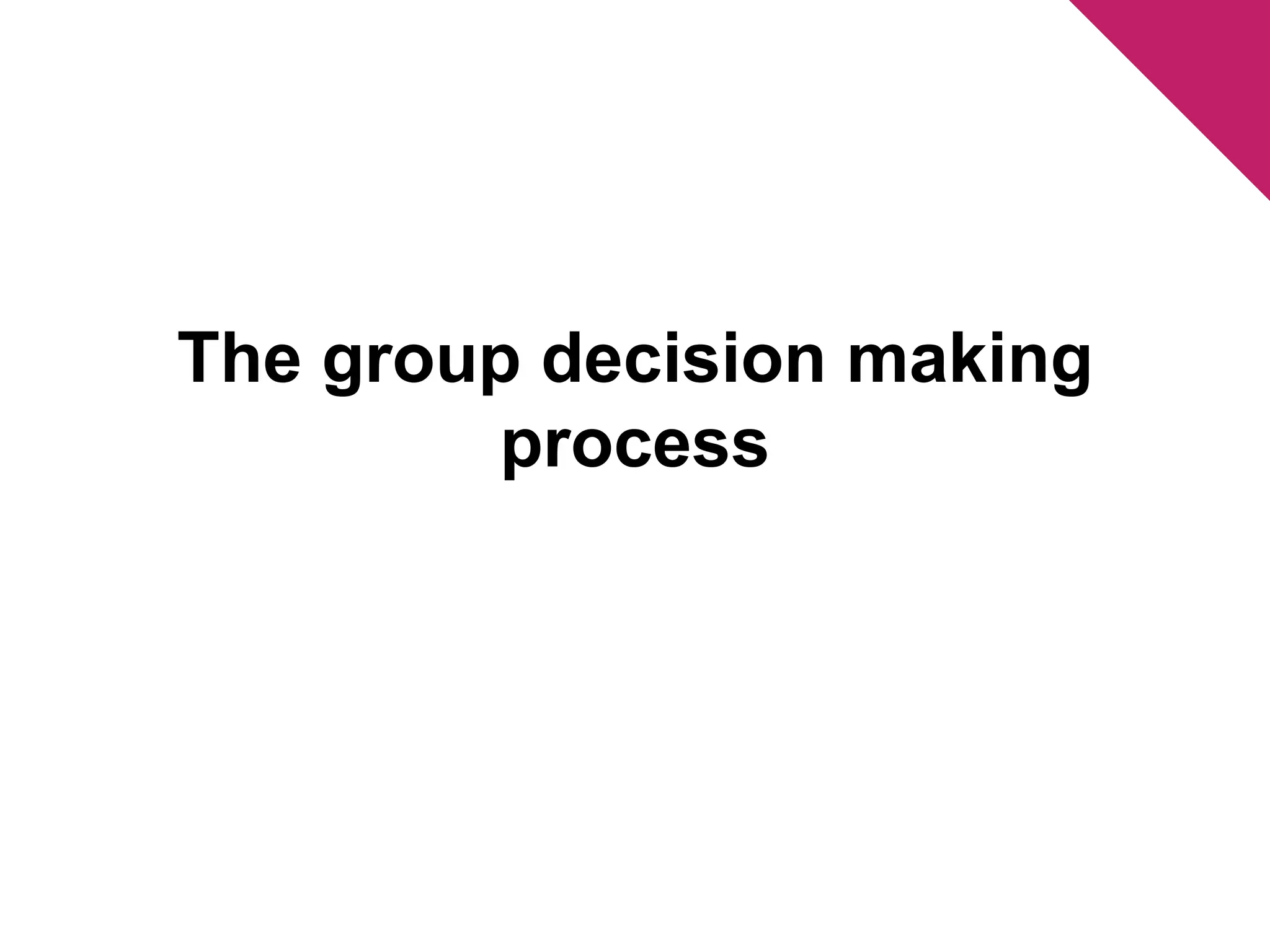 The group decision making 
process 
 