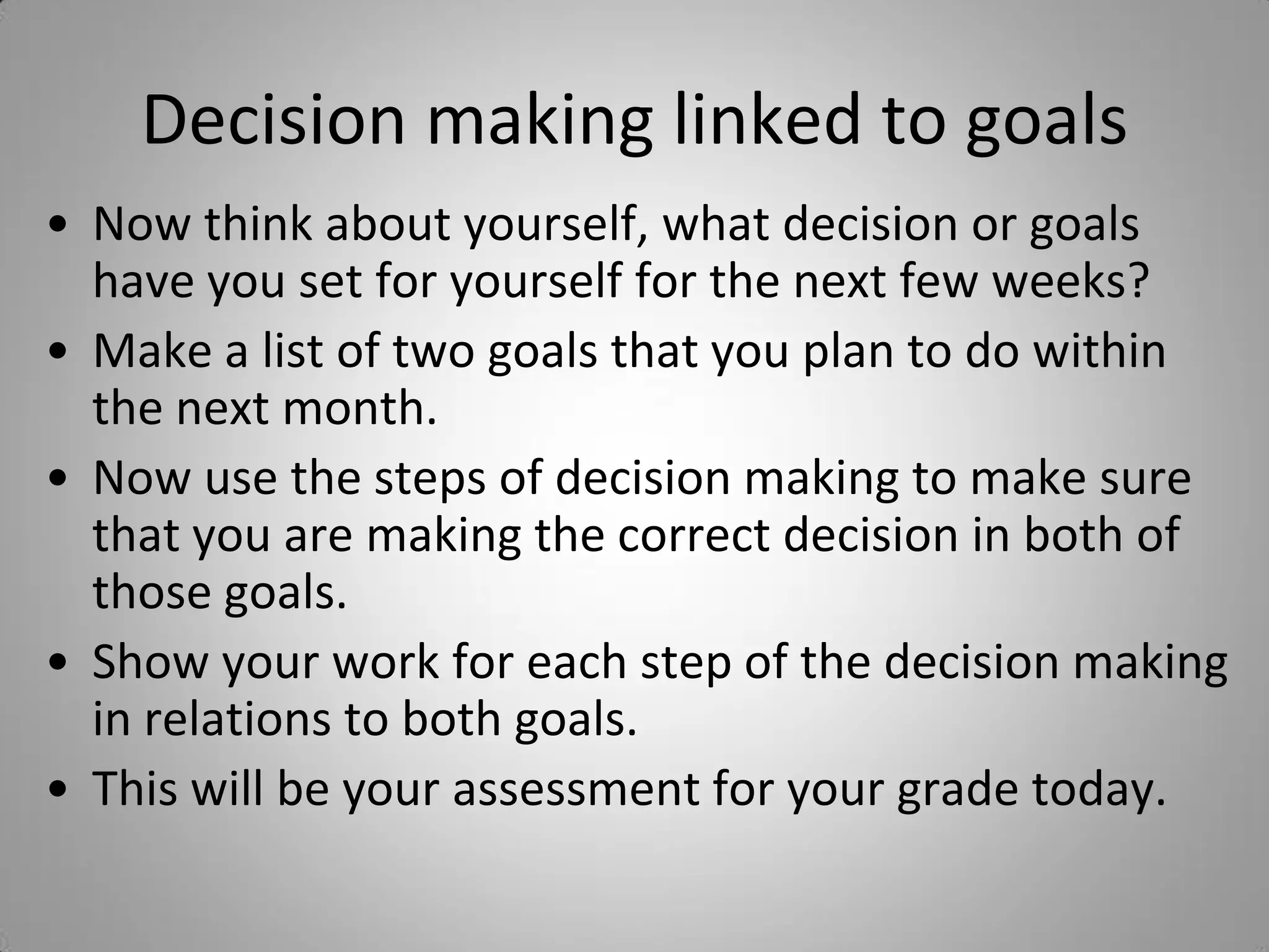 Decision Making Goals Presentation | PDF