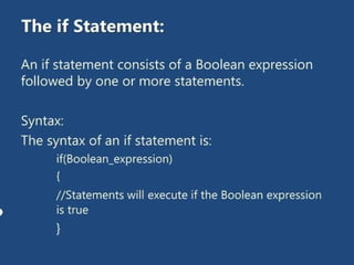 OBJECT ORIENTED PROGRAMMING WITH JAVA - DECISION MAKING | PPTX