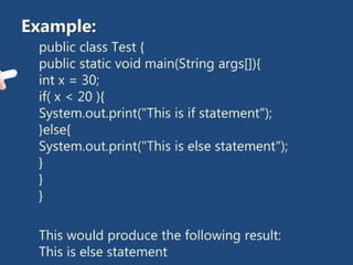 OBJECT ORIENTED PROGRAMMING WITH JAVA - DECISION MAKING | PPTX