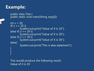 OBJECT ORIENTED PROGRAMMING WITH JAVA - DECISION MAKING | PPTX