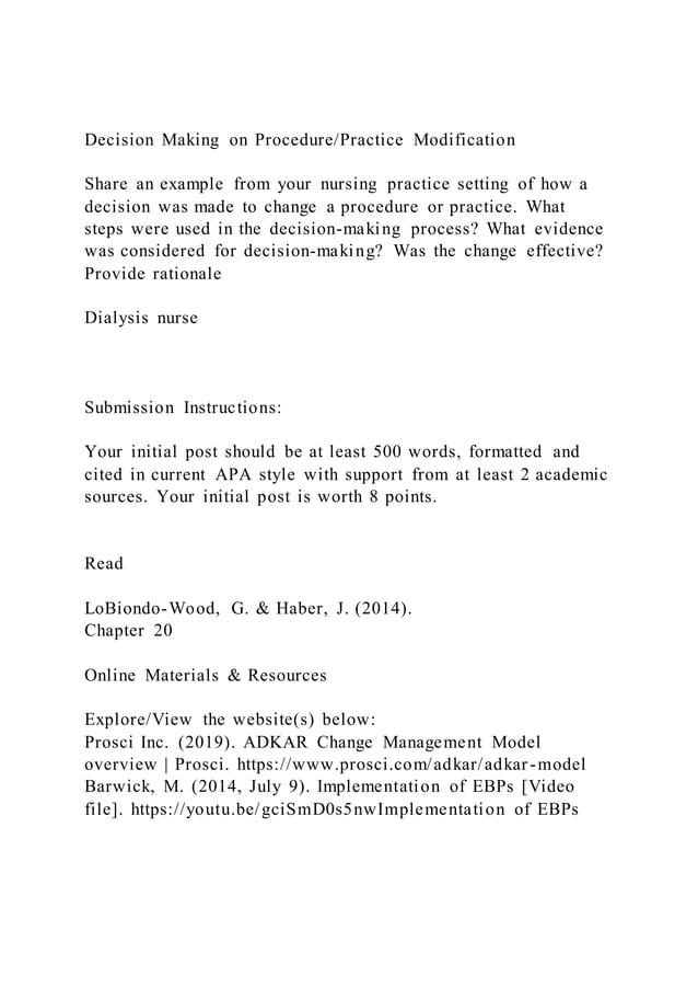 Decision making on procedure practice modification share an ex | PDF
