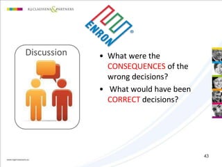 • What were the 
CONSEQUENCES of the 
wrong decisions? 
• What would have been 
CORRECT decisions? 
43 
Discussion 
 