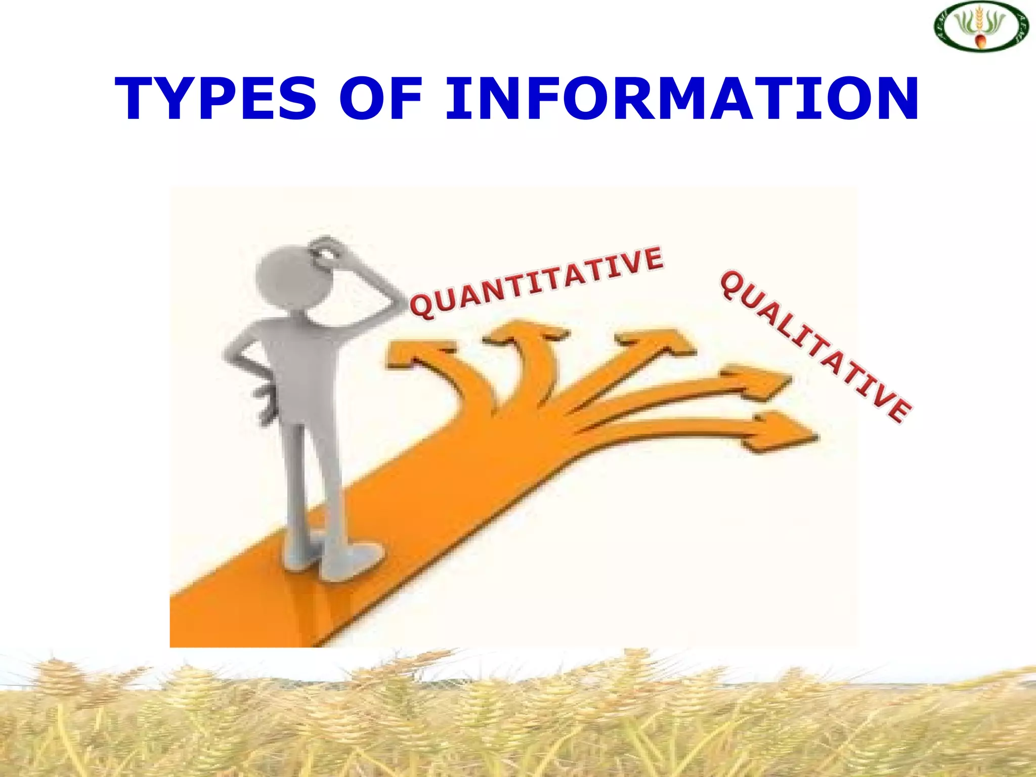 TYPES OF INFORMATION
 