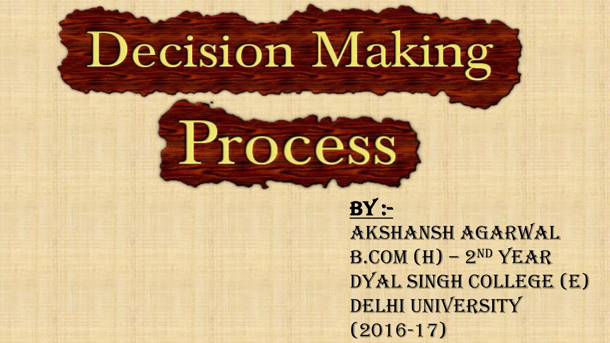 Decision Making Process | PDF