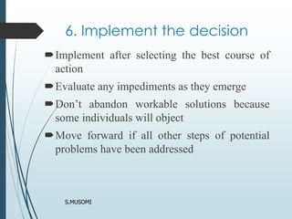 DECISION MAKING PROCESS in management of a facility | PDF