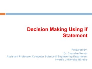 Decision making using if statement | PPT