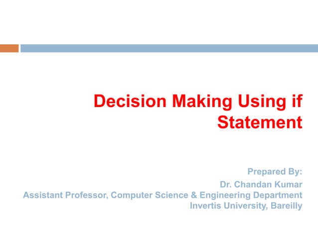 Decision making using if statement | PPT