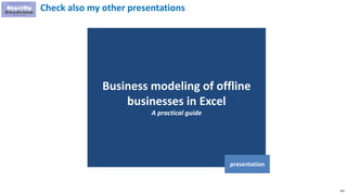 202
Business modeling of offline
businesses in Excel
A practical guide
presentation
Check also my other presentations
 
