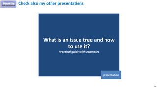 210
What is an issue tree and how
to use it?
Practical guide with examples
presentation
Check also my other presentations
 