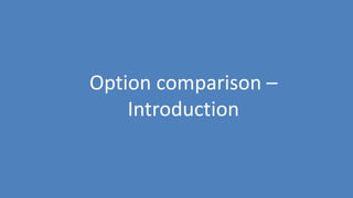 60
Option comparison –
Introduction
 