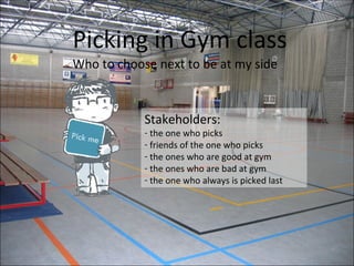 Picking in Gym class Who to choose next to be at my side ,[object Object],[object Object],[object Object],[object Object],[object Object],[object Object]