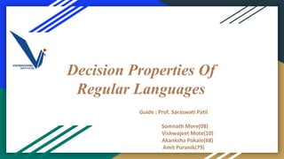 Decision properties of reular languages | PPTX