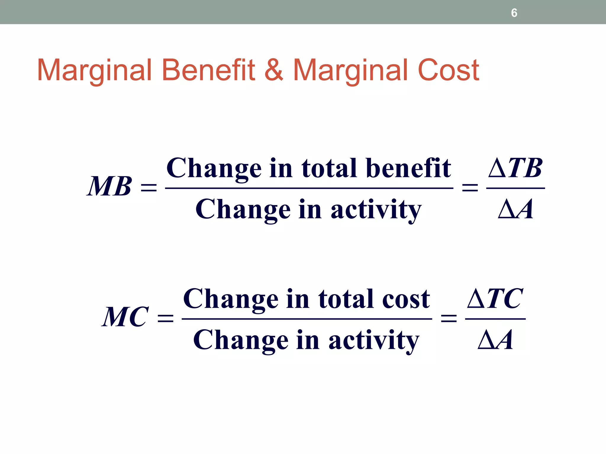 Marginal Benefit & Marginal Cost 