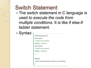 Decision statements in c language | PPTX | Programming Languages ...