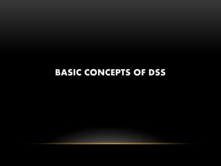 BASIC CONCEPTS OF DSS
 