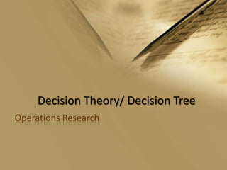 Decision Theory/ Decision Tree Operations Research 
