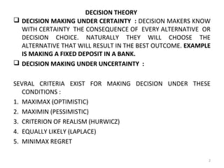 Decision theory | PPT | Business | Business and Finance