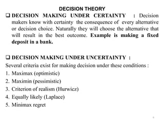 Decision Theory Notes operations research.pdf | Business | Business and ...