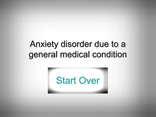 Anxiety disorder due to a general medical condition Start Over 