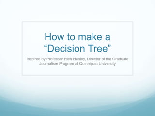 How to make a “Decision Tree” Inspired by Professor Rich Hanley, Director of the Graduate Journalism Program at Quinnipiac University © Danielle Travali, 2010 www.hollypinafore.org 