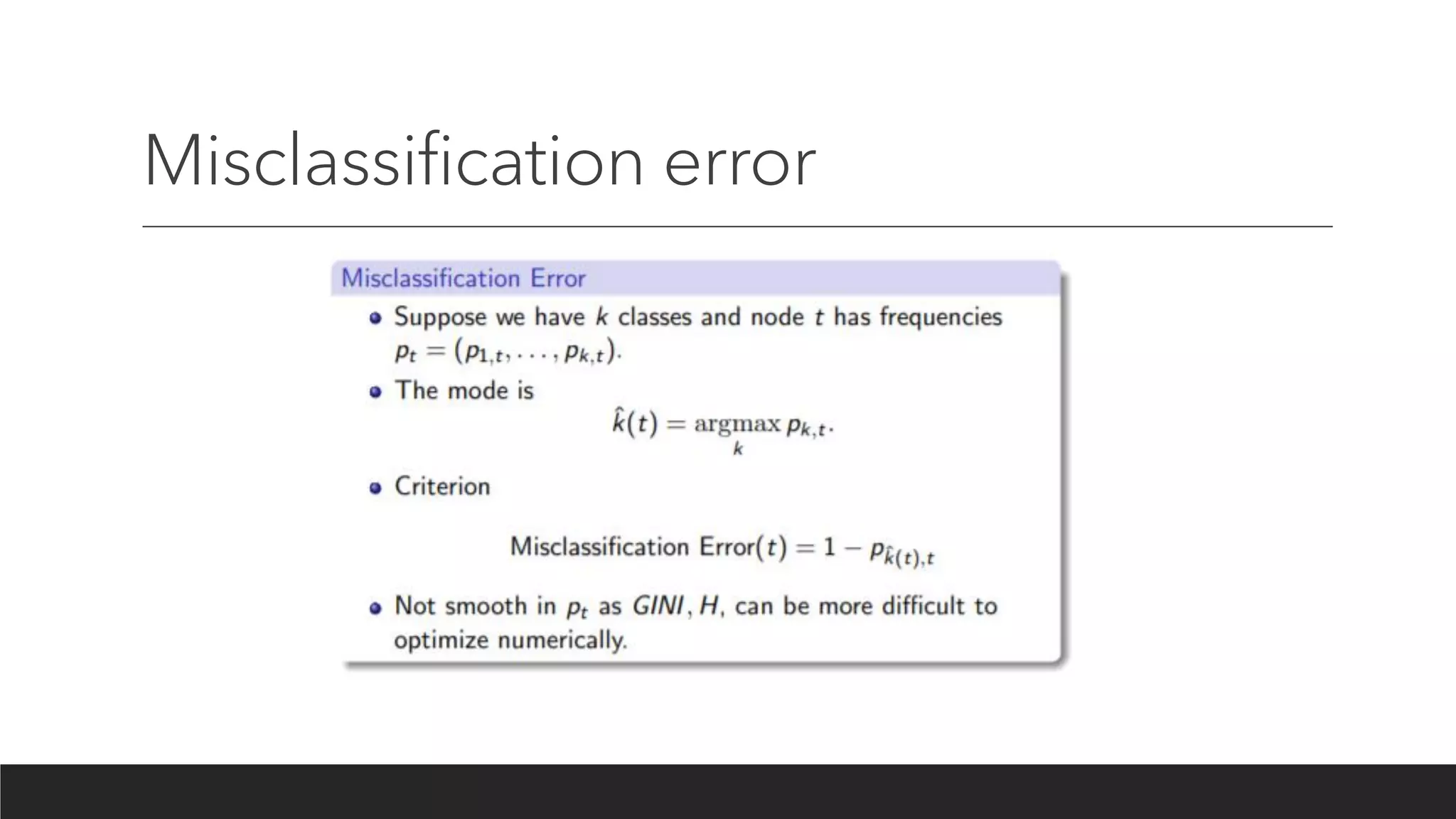 Misclassification error
 
