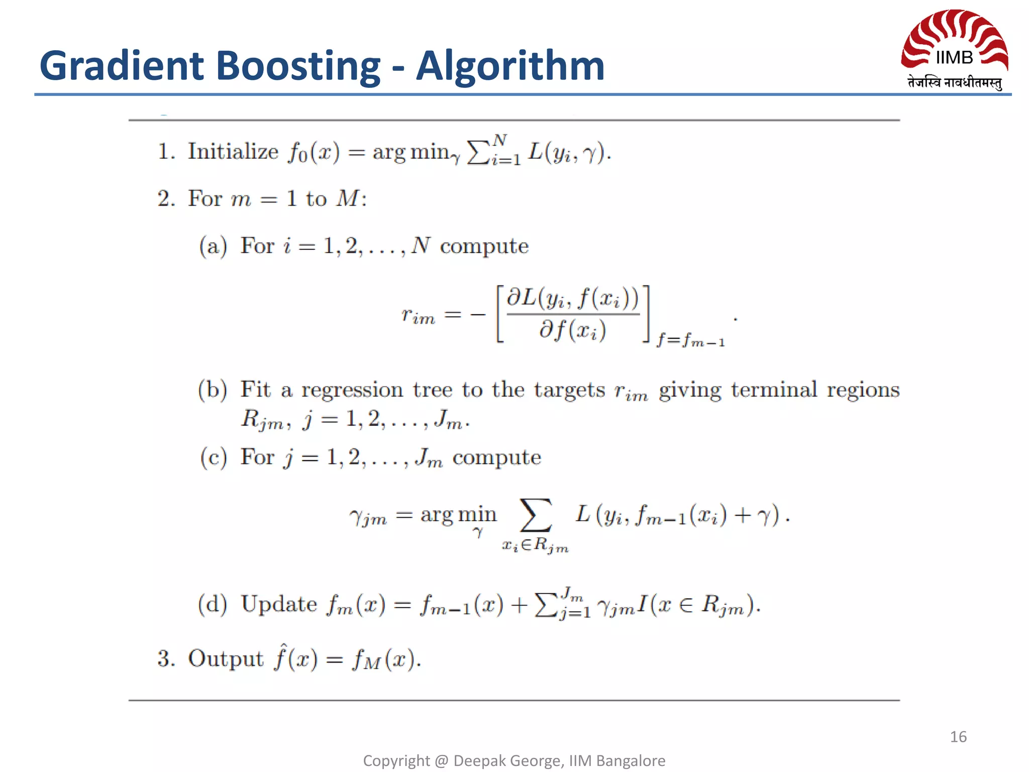 Gradient Boosting - Algorithm
16
Copyright @ Deepak George, IIM Bangalore
 