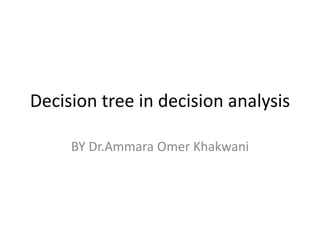 Decision tree in decision analysis
BY Dr.Ammara Omer Khakwani
 