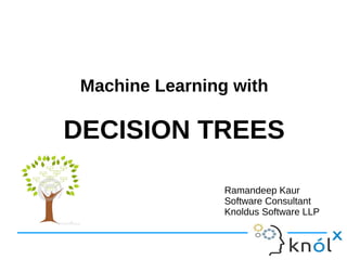 Machine Learning with
DECISION TREES
Ramandeep Kaur
Software Consultant
Knoldus Software LLP
 