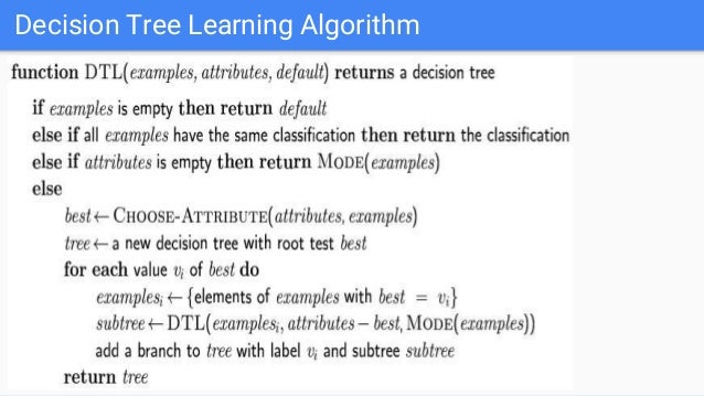 decision tree learning algorithm