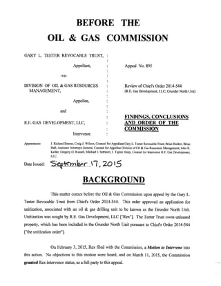 Ohio Oil & Gas Commission Decison: Gary L. Teeter Revocable Trust v. Division of Oil & Gas Resources Management