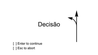 Decisão 
[ ] Enter to continue 
[ ] Esc to abort 
 