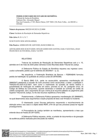 PODER JUDICIÁRIO DO ESTADO DE RONDÔNIA
Tribunal de Justiça de Rondônia
Gabinete Des. Alexandre Miguel
Rua José Camacho, nº...