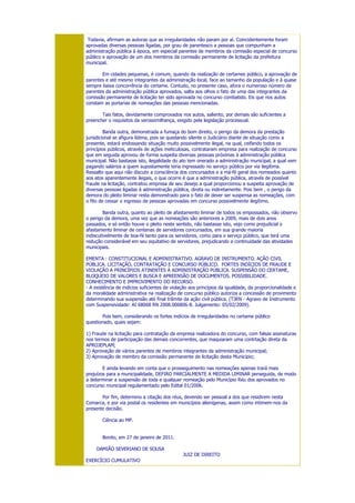 Decisão sobre concurso de Bonito