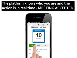 The	
  platform	
  knows	
  who	
  you	
  are	
  and	
  the	
  
action	
  is	
  in	
  real	
  time	
  -­‐	
  MEETING	
  ACCEPTED!	
  
 