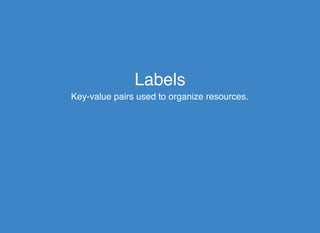 LabelsLabels
Key-value pairs used to organize resources.
 