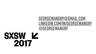 TOP FIVE TAKEAWAYS
There is no singular path to
success, and you can’t even
imagine whom you will
become. Keep and open mind
and, to reference Casey’s
Tarzan Method, just keep
swinging. When you think
you’ve reached success, be
prepared to realize that it
marks a checkpoint, and not
the ﬁnish line.
The future is around the corner.
Even though we can only see
someone’s dreams in low resolution
today, things can change pretty fast.
Remember how long it took for the
Library of Congress to ﬁt in your palm?
AI and VR are is the way forward.
The early you invest your eﬀorts into
understanding and applying these
technologies, the more likely you can
reap the rewards of being a ﬁrst mover.
We live in an expectations economy
where customers’ expectations change
based on their experiences in contexts
outside your own. You can either react
or proactively take advantage of those
expectations in designing your product.
Be a catalyst for change. You don’t
have to have all the answers. There is
plenty of potential energy trapped in
our socialeconomic system. Your job is
to ﬁnd them and release them.
 