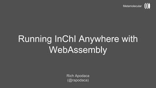 Running InChI Anywhere with
WebAssembly
Rich Apodaca
(@rapodaca)
Metamolecular
 