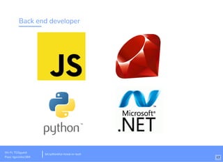 Back end developer
Wi-Fi: TGSguest
Pass: tgsvisitor384
bit.ly/thinkful-hired-in-tech
17
 