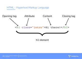 HTML - Hypertext Markup Language
<h1 class="intro">Hi there!</h1>
AttributeOpening tag
h1 element
Closing tag
bit.ly/website-la
Content
Wi-Fi: Digital Ignition
Pass: Countdown54321
 
bit.ly/build-own-website
8
Wi-Fi: Cross Camp.us Members
Pass: innovate
 
bit.ly/website-la
 