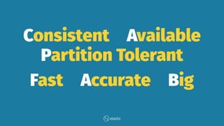 Consistent Available
Partition Tolerant
Fast Accurate Big
 