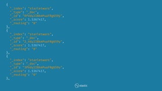 {
"_index": "starletwars",
"_type": "_doc",
"_id": "0fVdy2IBkmPuaFRg659y",
"_score": 1.5367417,
"_routing": "0"
},
{
"_index": "starletwars",
"_type": "_doc",
"_id": "2_Vdy2IBkmPuaFRg659y",
"_score": 1.5367417,
"_routing": "0"
},
{
"_index": "starletwars",
"_type": "_doc",
"_id": "3PVdy2IBkmPuaFRg659y",
"_score": 1.5367417,
"_routing": "0"
},
 