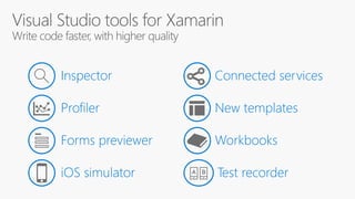 Inspector
Profiler
Forms previewer
iOS simulator
Connected services
Workbooks
New templates
Test recorder
 