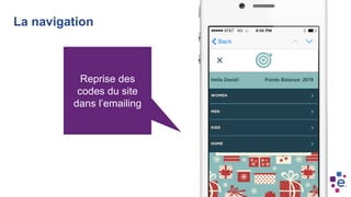 Reprise des
codes du site
dans l’emailing
La navigation
 