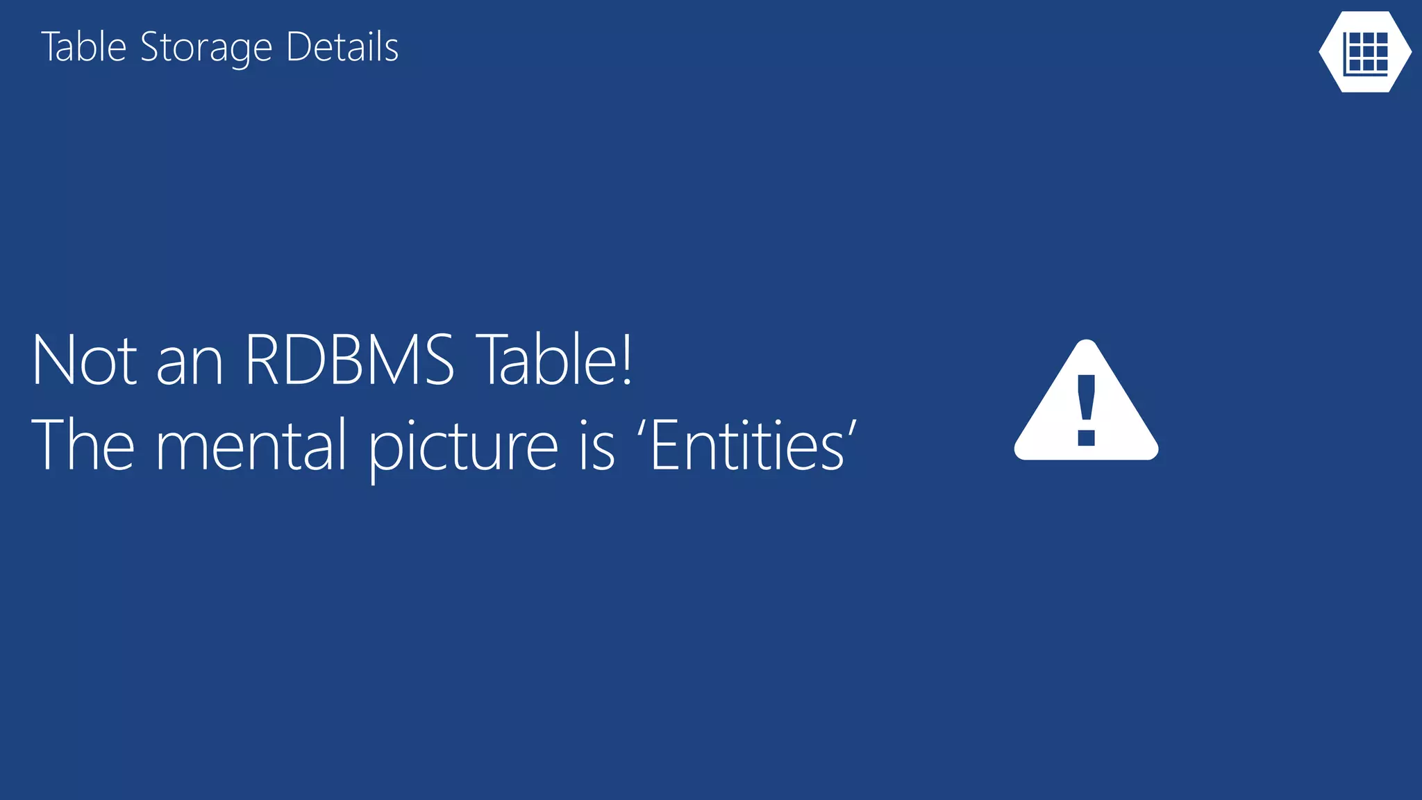 Table Storage Details
 