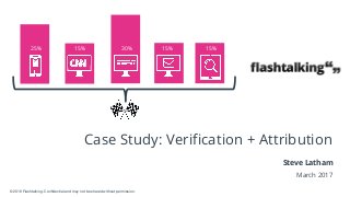 © 2016 Flashtalking. Confidential and may not be shared without permission.
25% 15% 30% 15% 15%
Case Study: Verification + Attribution
Steve Latham
March 2017
 