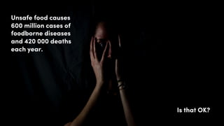 Unsafe food causes
600 million cases of
foodborne diseases
and 420 000 deaths
each year.
Is that OK?
 