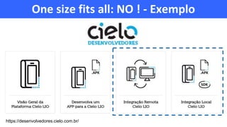 One size fits all: NO ! - Exemplo
https://desenvolvedores.cielo.com.br/
 