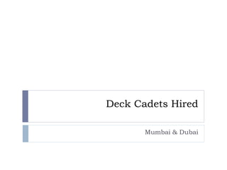 Deck Cadets Hired
Mumbai & Dubai
 