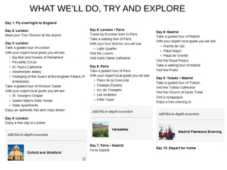 WHAT WE’LL DO, TRY AND EXPLORE
 